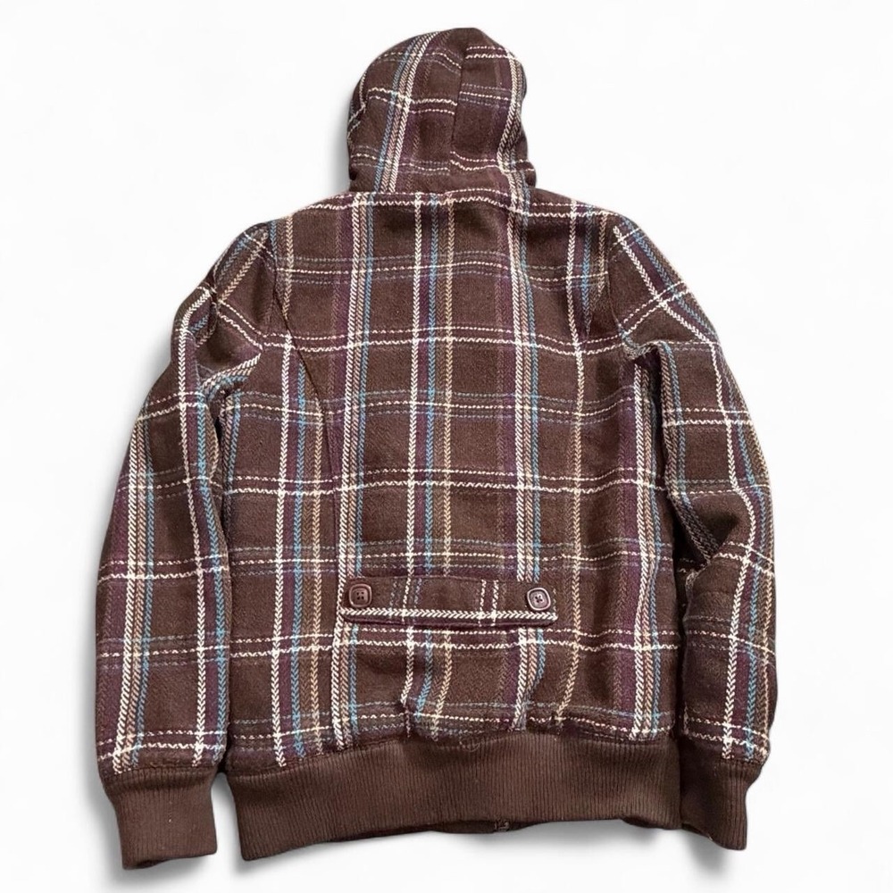 Roxy Plaid Quilted Lining Hooded Full Zip Jacket Y2K 2000s Skate Surf Casual - Picture 3 of 4